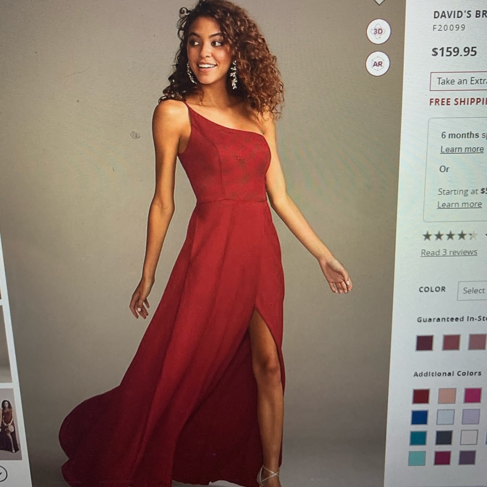 satin one shoulder bridesmaids dress by David’s bridal size 6 in apple red.